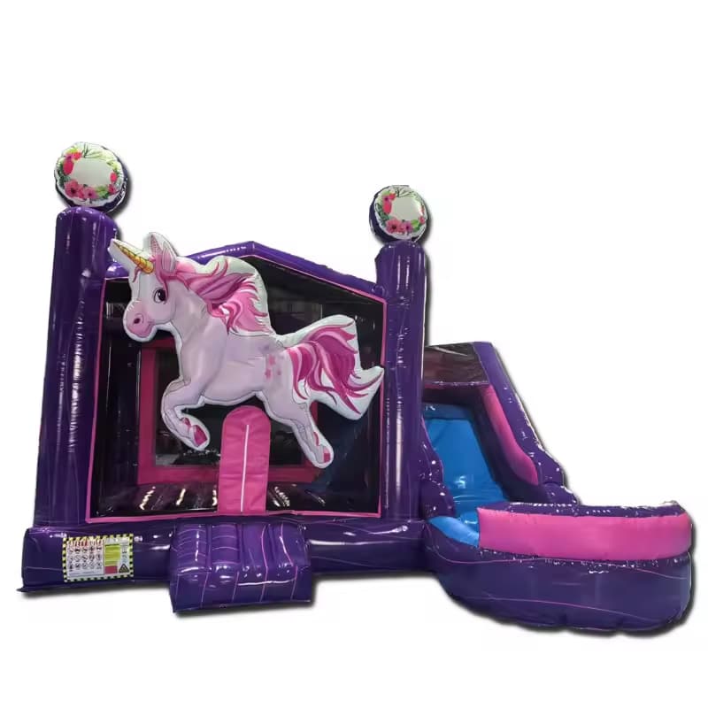 Unicorn Bounce House with Slide Kids Moon Jumping Castle